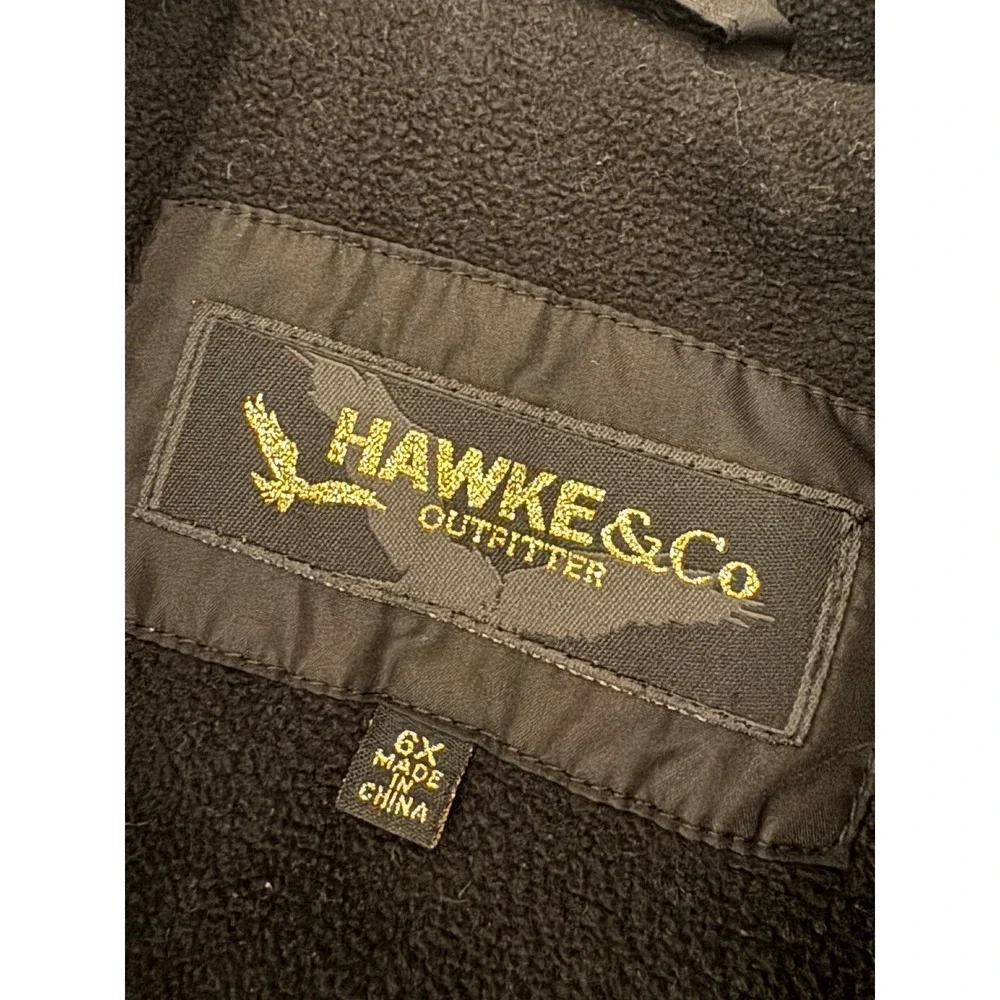 Hawke and Co Outfitter Girls Black Puffer Parka Jacket Fleece Lined Size 6X